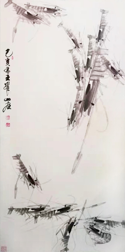 2897号 作品名称：群虾图。尺寸：136cm乘68cm。2019年创作。 (2).jpg