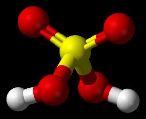 硫酸分子的球棍模型