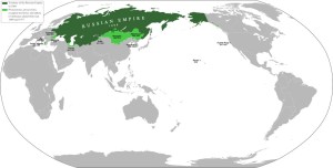 1866年，深绿：正式领土；淡绿：势力范围