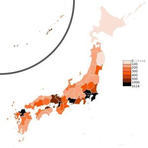 日本人口密度分布图