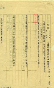 陈景润1946年初一成绩单1